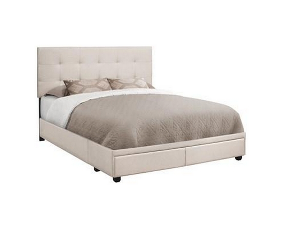 Queen Upholstered Platform Bed with Storage by Monarch