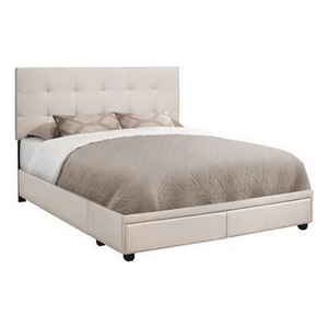 Queen Upholstered Platform Bed with Storage by Monarch