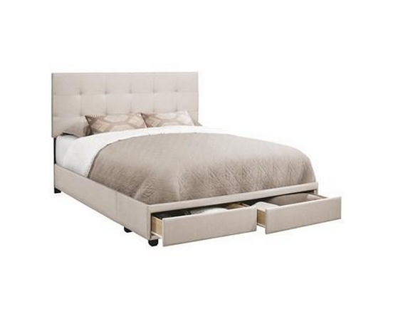 Queen Upholstered Platform Bed with Storage by Monarch