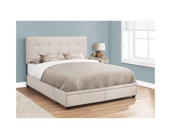 Queen Upholstered Platform Bed with Storage by Monarch