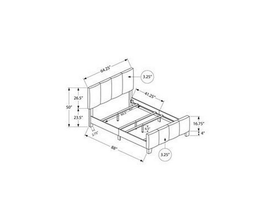 Queen Upholstered Platform Bed with Storage by Monarch