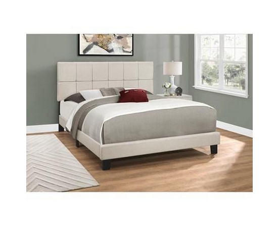 Queen Upholstered Platform Bed by Monarch