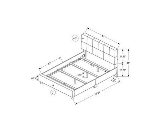 Queen Upholstered Platform Bed by Monarch