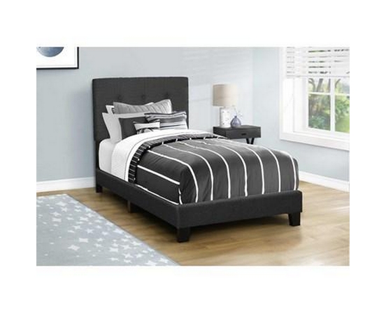 Twin Upholstered Panel Bed by Monarch