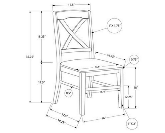 Set of 2 Dining Chairs by Monarch