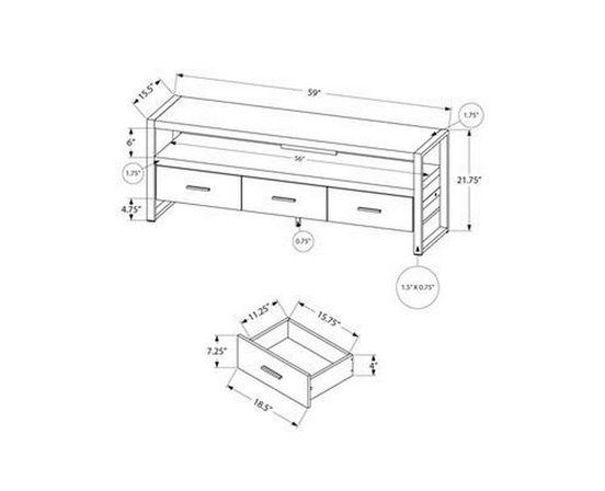 TV Stand with Cable Management by Monarch