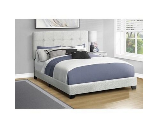 Queen Upholstered Panel Bed by Monarch