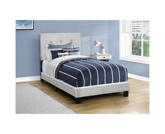 Twin Upholstered Panel Bed by Monarch