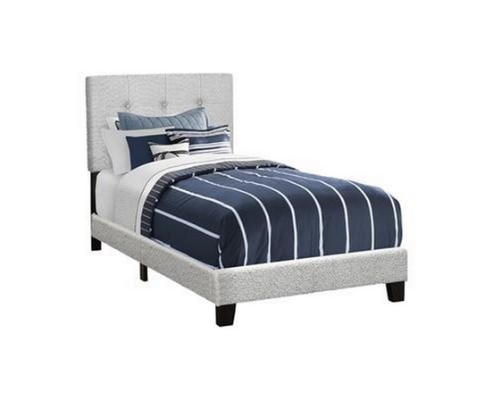 Twin Upholstered Panel Bed by Monarch