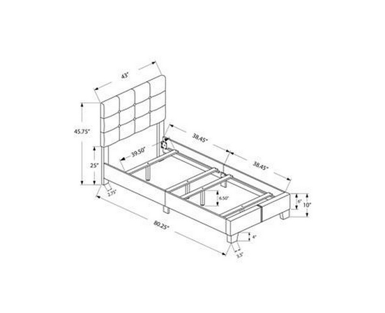 Twin Upholstered Panel Bed by Monarch
