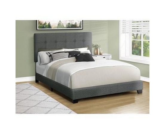 Queen Upholstered Panel Bed by Monarch