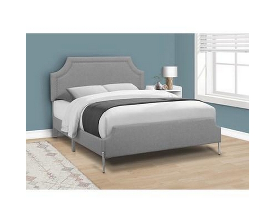 Queen Upholstered Panel Bed by Monarch