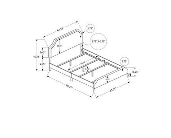 Queen Upholstered Panel Bed by Monarch