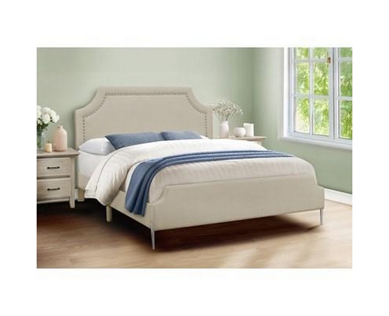 Queen Upholstered Panel Bed by Monarch