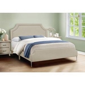 Queen Upholstered Panel Bed by Monarch