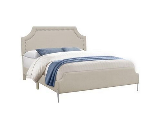Queen Upholstered Panel Bed by Monarch