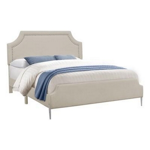 Queen Upholstered Panel Bed by Monarch