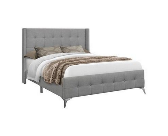 Queen Upholstered Panel Bed by Monarch