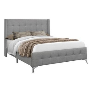 Queen Upholstered Panel Bed by Monarch