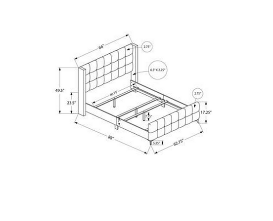 Queen Upholstered Panel Bed by Monarch