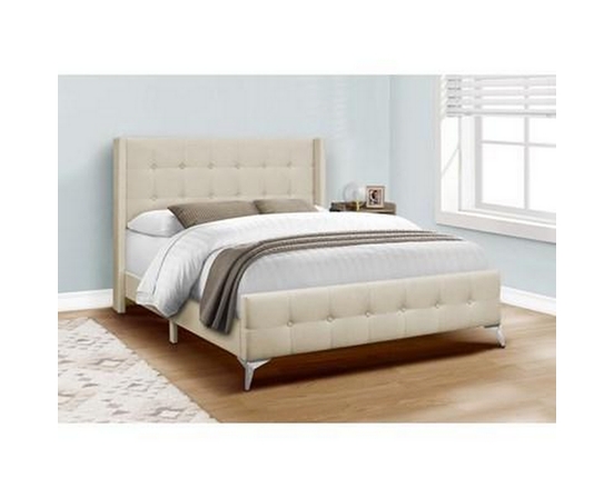 Queen Upholstered Panel Bed by Monarch