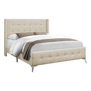 Queen Upholstered Panel Bed by Monarch