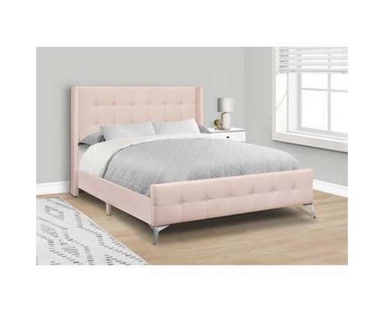 Queen Upholstered Panel Bed by Monarch