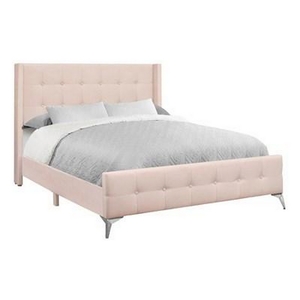 Queen Upholstered Panel Bed by Monarch