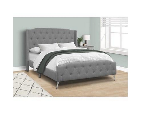 Queen Upholstered Panel Bed by Monarch