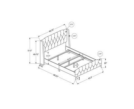 Queen Upholstered Panel Bed by Monarch