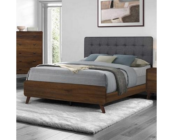 Queen Upholstered Panel Bed by Monarch