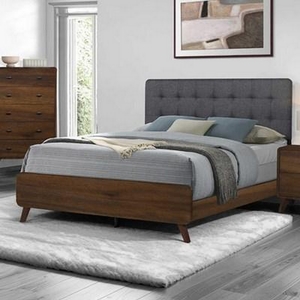 Queen Upholstered Panel Bed by Monarch