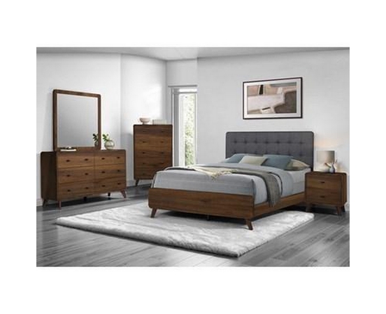 Queen Upholstered Panel Bed by Monarch