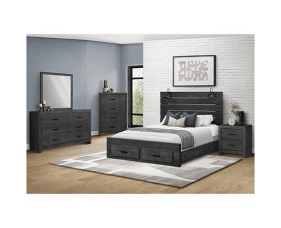Queen Panel Bed with Storage by Monarch
