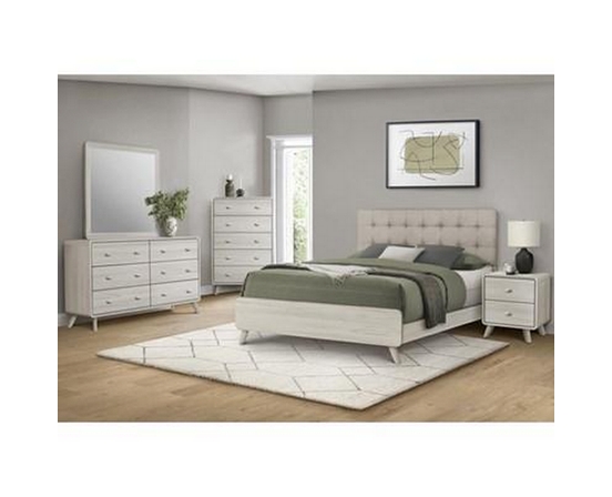 Queen Upholstered Panel Bed by Monarch