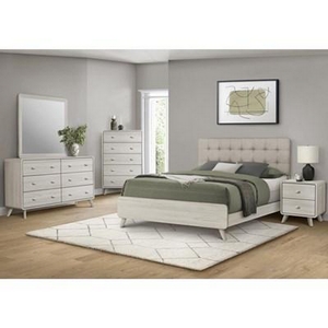 Queen Upholstered Panel Bed by Monarch