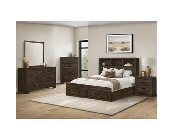 Queen Bookcase Bed with Storage by Monarch