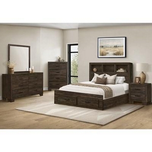Queen Bookcase Bed with Storage by Monarch