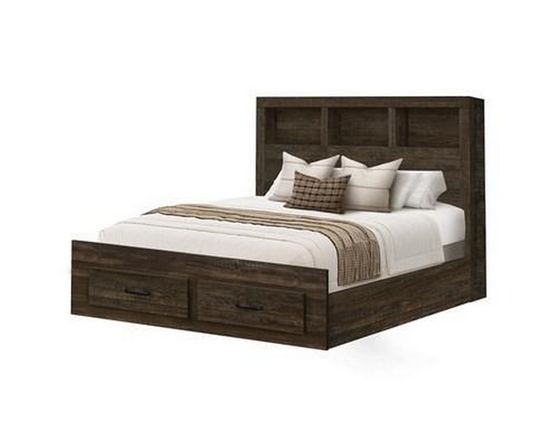 Queen Bookcase Bed with Storage by Monarch