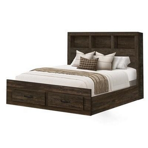 Queen Bookcase Bed with Storage by Monarch