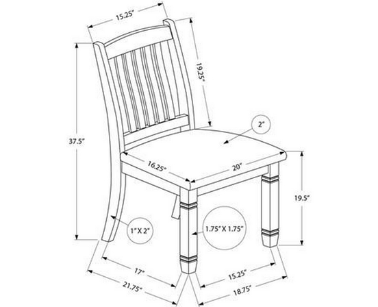 Set of 2 Dining Chairs by Monarch