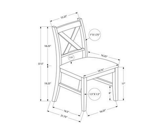 Set of 2 Dining Chairs by Monarch