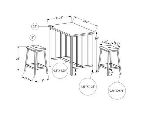3 pc Counter Height Dinette by Monarch