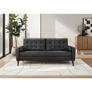 Stationary Leather Look Sofa by Monarch