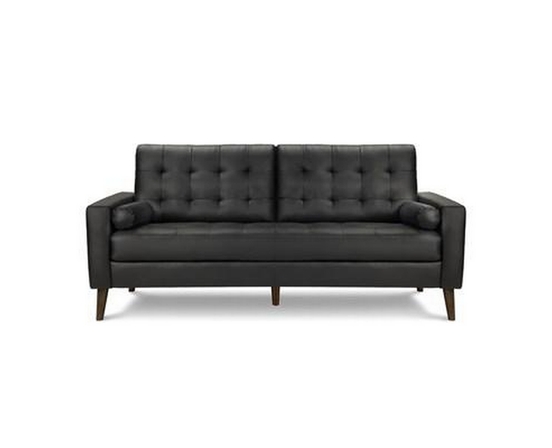 Stationary Leather Look Sofa by Monarch