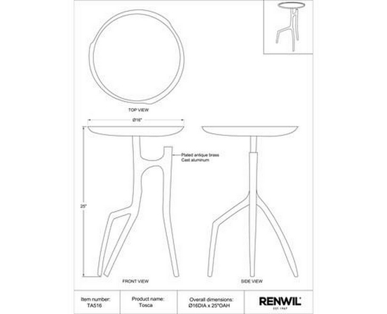 Tosca Accent Table by Renwil
