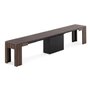 Exterior walnut bench by transformer table
