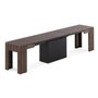 Exterior walnut bench by transformer table