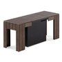 Exterior walnut bench by transformer table