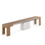 Exterior oak bench by transformer table